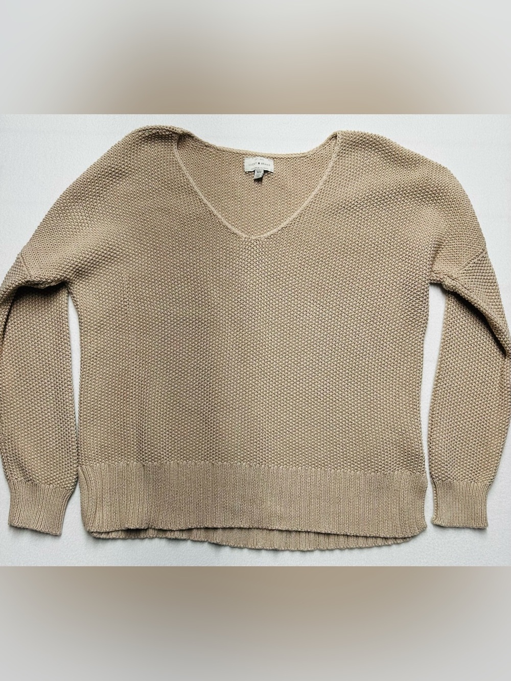 Lucky Brand Beige Chunky Knit Dolman Batwing Sleeve Cotton Blend Sweater M